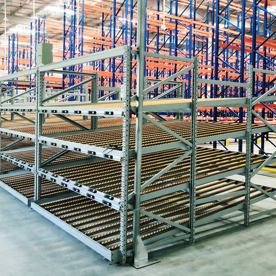 Comment les rayonnages dynamiques transforment un entrepôt : du prélèvement sur axe de déplacement au flux de marchandises vers le rayonnage principal